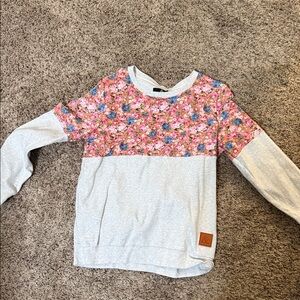 Floral sweatshirt with Gray Sleeves